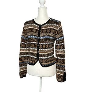 Tir women button up crochet cardigan size small long sleeve stripe